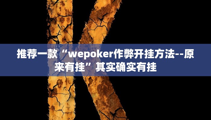 推荐一款“wepoker作弊开挂方法--原来有挂”其实确实有挂
