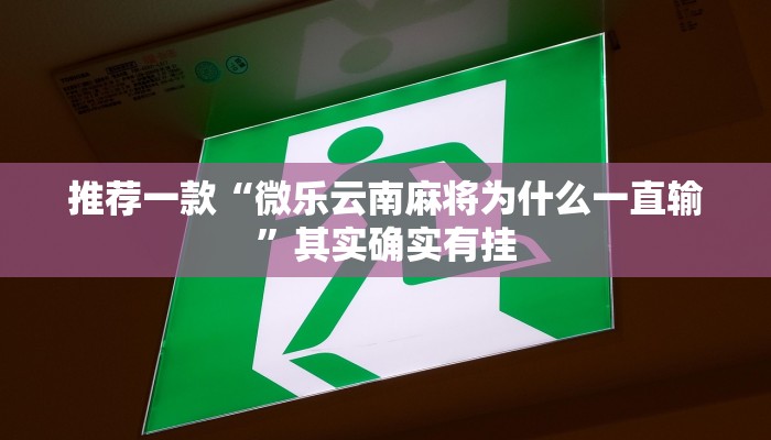 推荐一款“微乐云南麻将为什么一直输”其实确实有挂