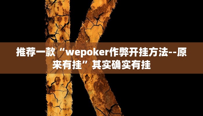 推荐一款“wepoker作弊开挂方法--原来有挂”其实确实有挂