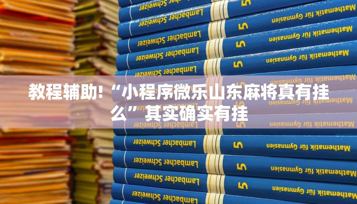 教程辅助!“小程序微乐山东麻将真有挂么”其实确实有挂
