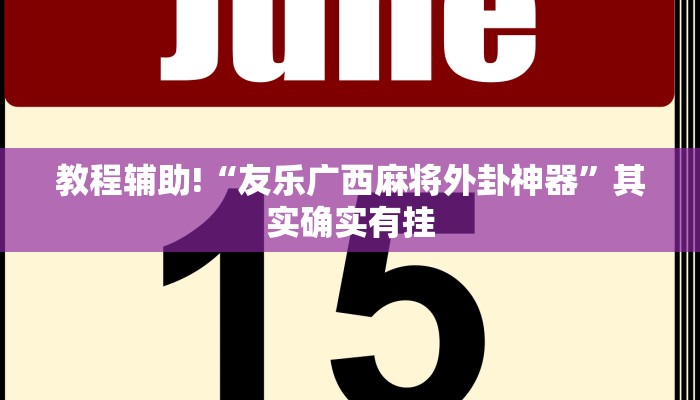 教程辅助!“友乐广西麻将外卦神器”其实确实有挂