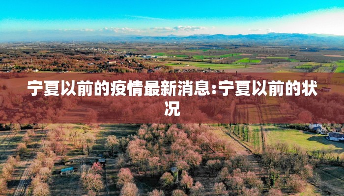 宁夏以前的疫情最新消息:宁夏以前的状况